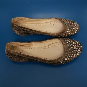 Frye Distressed Brown Leather Flats, Size 7
